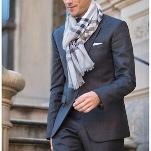 VTG 44 L Burberry Men's Charcoal Grey Classic Cut 100% Wool‎ Sport Coat Made USA